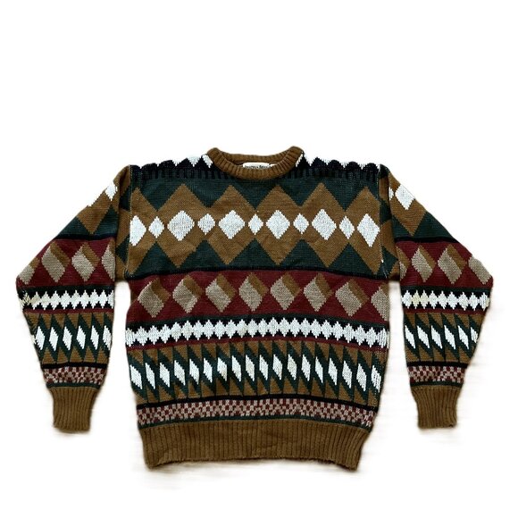 Jonathan Bryan Knit Pullover Sweater Geometric Pattern Vintage 90s - Picture 2 of 6